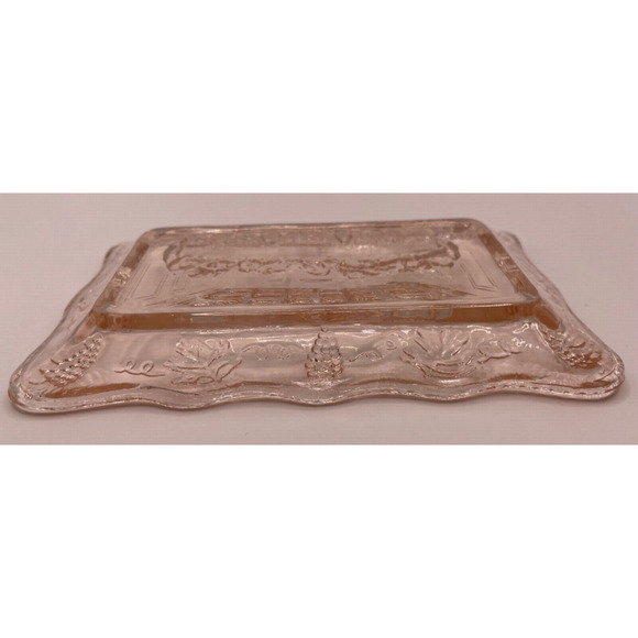 Tiara Indiana Glass Mini Lord's Last Supper Trinket Dish Tray Plate Pink Grapes - Picture 6 of 7